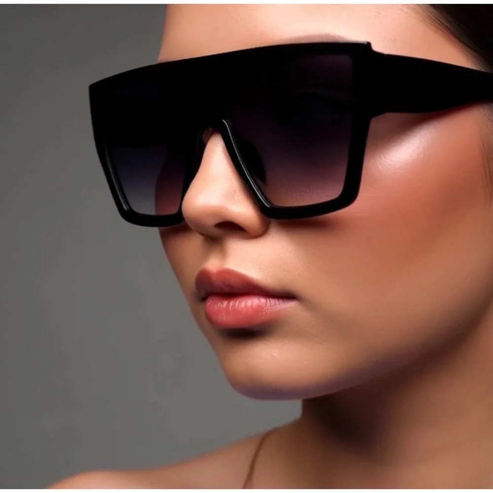 Women Sunglasses Thick Frame Rectangular Frame Fashion Shades Designer Style New - Picture 6 of 8